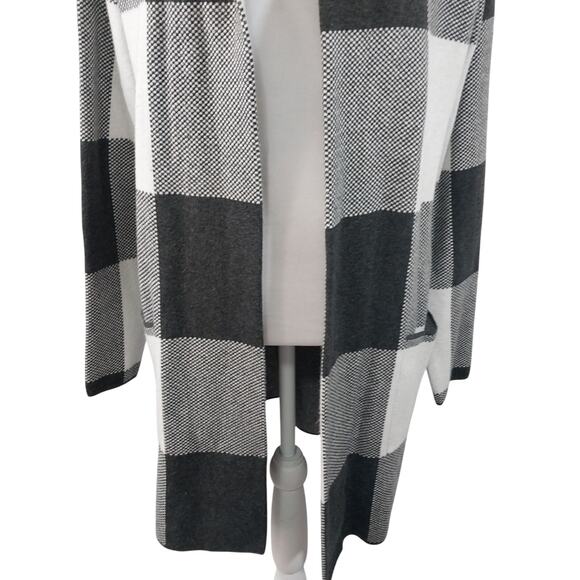 RACHEL ZOE! DOVE GRAY & WHITE OVERSIZED, HOODED DUSTER STYLE SWEATER! SZ M - Picture 5 of 9